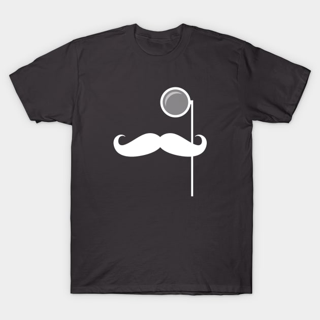 Monocle and Mustache Dapper Gentleman (White) T-Shirt by creativecurly